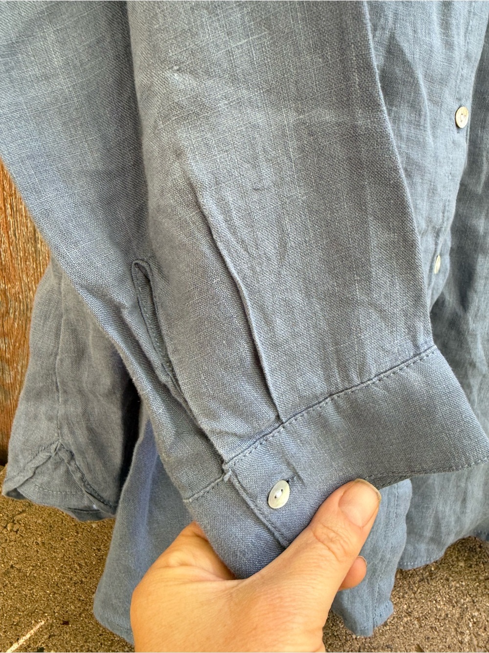 Sigrid Olsen Blue 100% Linen Top Tunic Long Sleeve Button Down Size Medium - Picture 6 of 13
